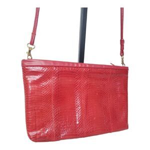 Vintage Woodward Red Snakeskin Crossbody Purse Shoilder Bag